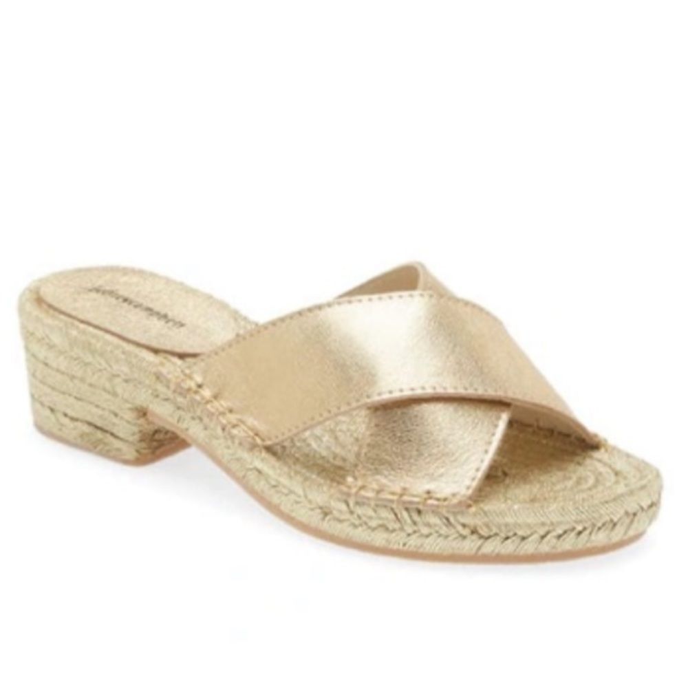 Jeffrey Campbell Metallic Gold Espadrille Slide Sandals